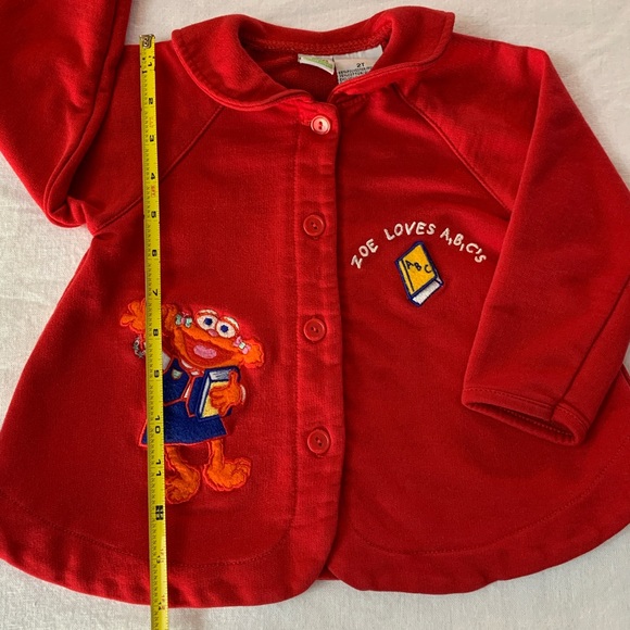 Sesame Street Vintage Red Jacket or Sweater with Embroidered Zoe Loves ABC’s 2T - Picture 7 of 10